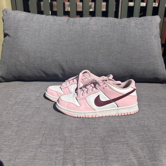Nike Shoes - Nike Dunk Low Pink White with Maroon Swoosh